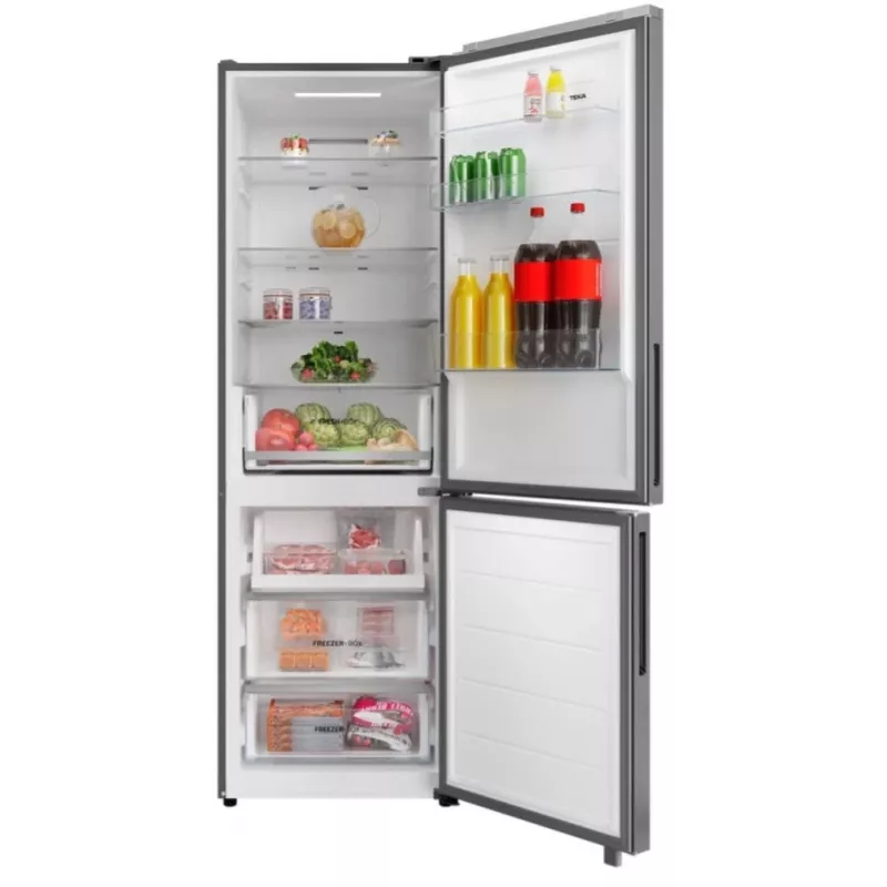 Combinado frigorífico-congelador independente TEKA RBF 54650 SS XL, aço inoxidável, 401 L capacidade total, congelador em baixo, No Frost, controlo tátil