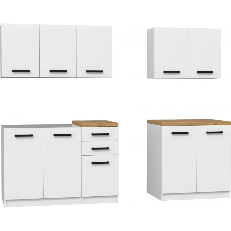 Topeshop KUCHNIA SET 200 BIEL conjunto de mobiliário de cozinha/sala de jantar
