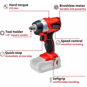 Chave de impacto Einhell TE-CW 18Li 1/2 polegada 2900 rpm 215 N⋅m