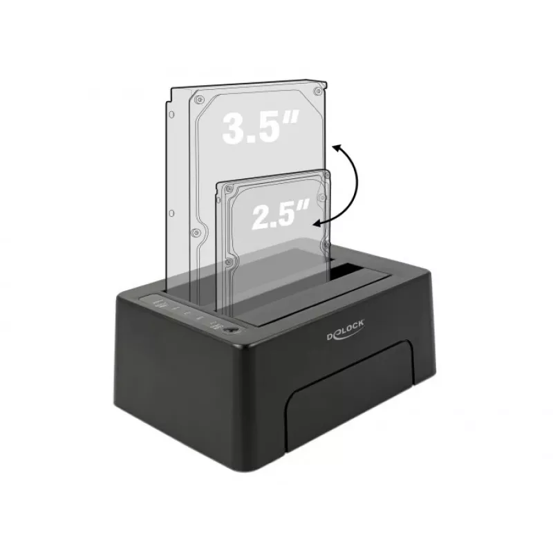 DeLOCK - Docking station para HDD compartimentos: 2 - SATA 6Gb/s - 6 Gbit/s - USB 3.1 (Gen 2) - preto (63957)