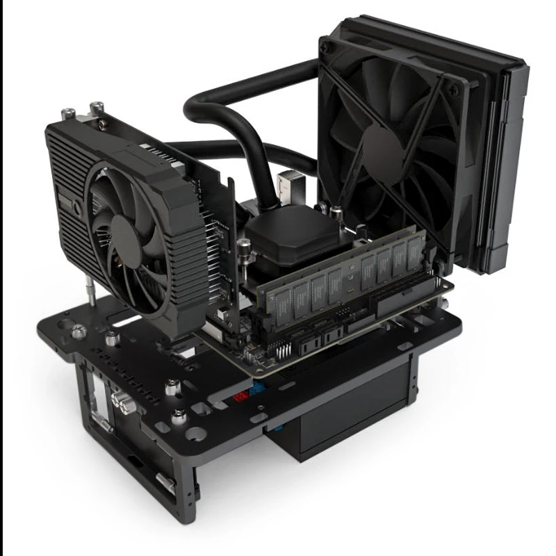 Bancada de testes Streacom BC1 Mini V2 preta – chassis compacto de arrefecimento passivo open-frame