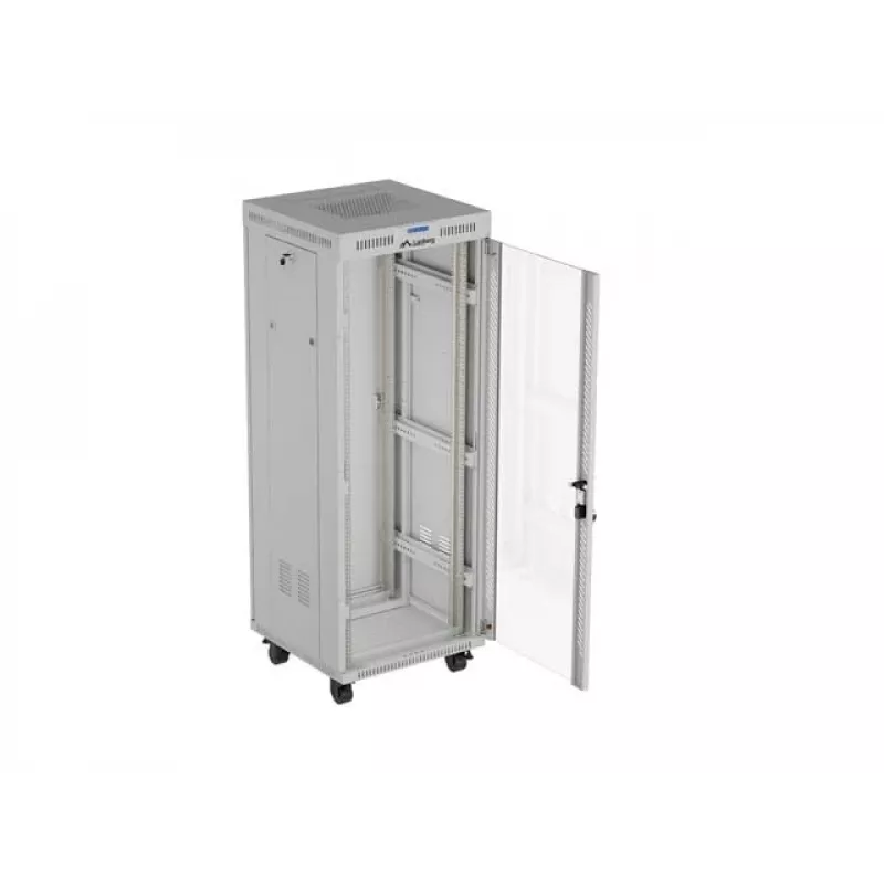Armário rack de chão LANBERG 19 polegadas 32U 600×600 mm cinzento com portas perfuradas e LCD (embalagem plana)