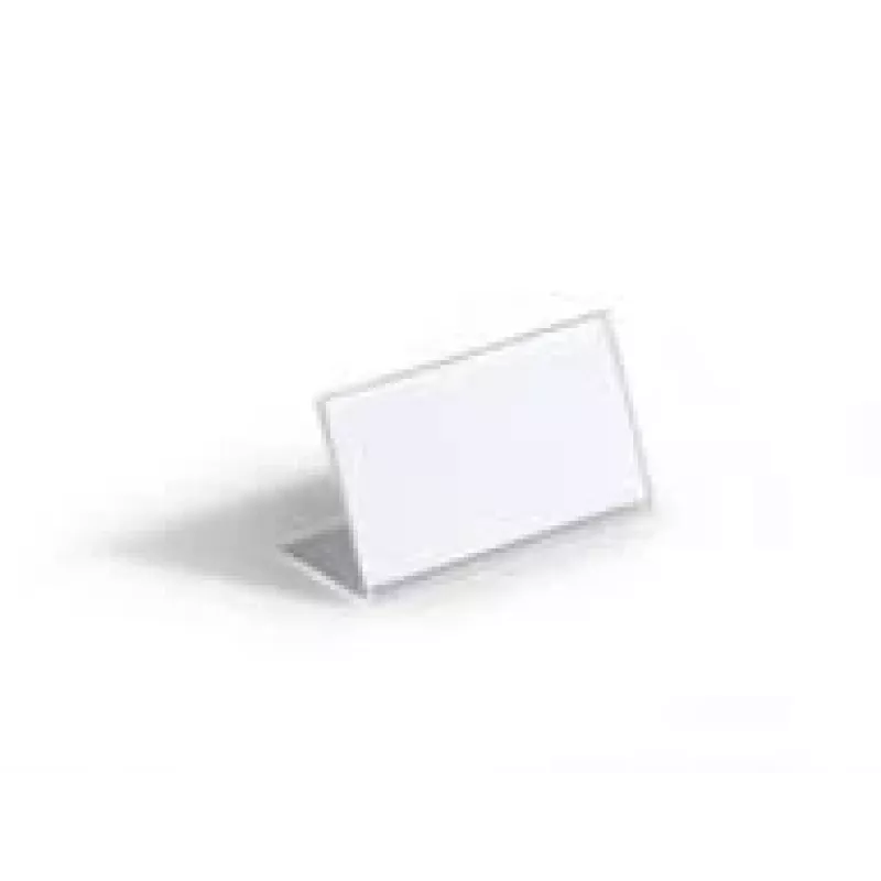 Durable 8055-19 Suporte de nome de mesa, forma em L, 52 x 100 mm, acrílico, transparente, embalagem de 10