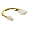Delock 82391 cabo adaptador de alimentação, ATX12V (P4) de 4 pinos macho para Molex de 4 pinos macho, 0,15 m
