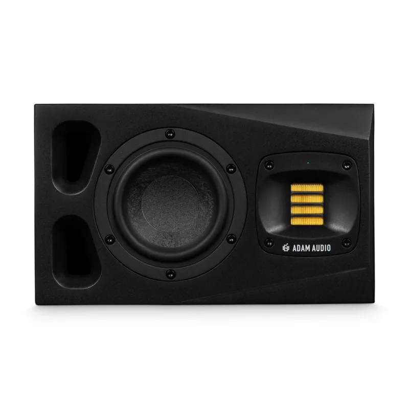 Monitores de estúdio ADAM AUDIO A4V preto, 2 vias, 90 W RMS, woofer de 4 polegadas, ecrã LED, montável em rack