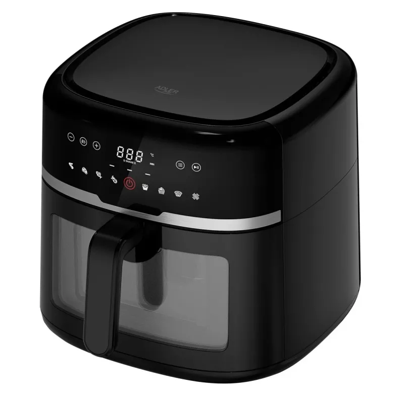 Adler AD 6318 fritadeira de ar, 8 l, 2500 W, ecrã LCD, 9 programas, preta