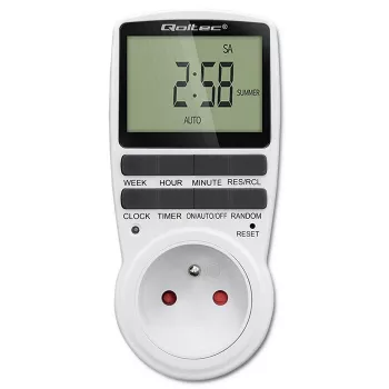 Temporizador eletrónico QOLTEC PC0628 com visor LCD, contagem decrescente de 24 horas