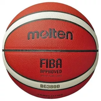 Bola de basquetebol MOLTEN B7G3800 couro tamanho 7, laminada castanha, para jogo interior e exterior