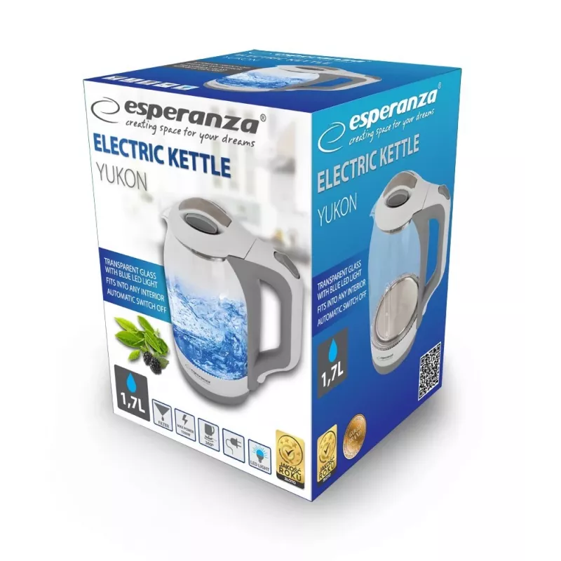 Chaleira elétrica Esperanza 1,7 L 1500 W branca multicolor