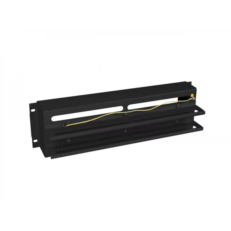 Lanberg AK-VDP103-B painel de distribuição de tensão de 19 polegadas 3U com calha DIN TS-35, preto