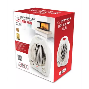 Aquecedor elétrico ESPERANZA EHH011 1000/2000 W, branco, termostato regulável, botão rotativo