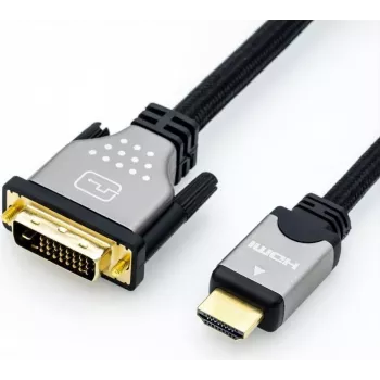 ROLINE - cabo de vídeo - Dual Link - HDMI / DVI - DVI-D (macho) para HDMI (macho) - 3 m - blindado - preto/prateado - suporte 4K (11.04.5872)