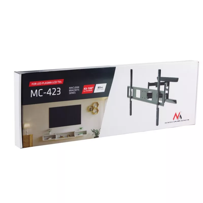 Suporte de parede para TV MACLEAN MC-423 para ecrãs 43–100 polegadas, capacidade de carga 80 kg