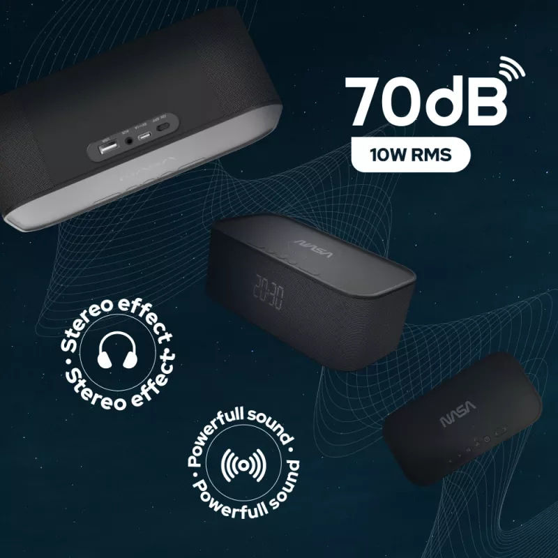 Altifalante Bluetooth/despertador/carregador sem fios NASA SPC800