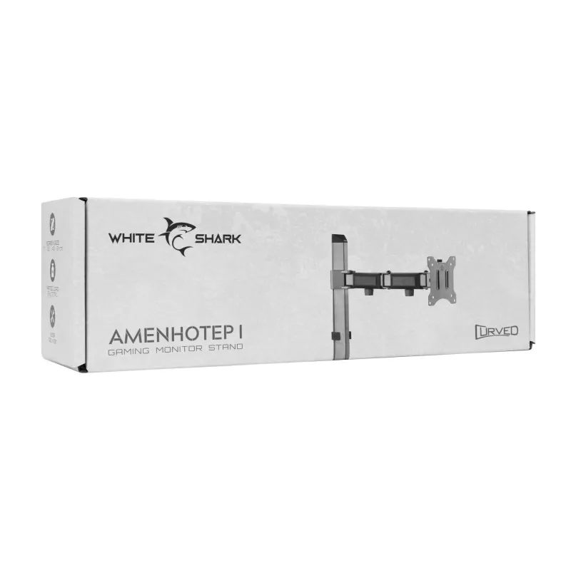White Shark GMS-3204 Amenhotep I suporte de secretária para monitor, 17-32 polegadas, VESA 75x75/100x100, até 9 kg, cinzento