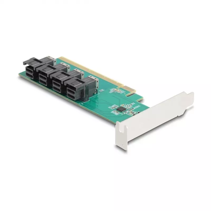 Placa de bifurcação DELOCK PCIe x16 para 4× SFF-8643 NVMe internos, Low-Profile