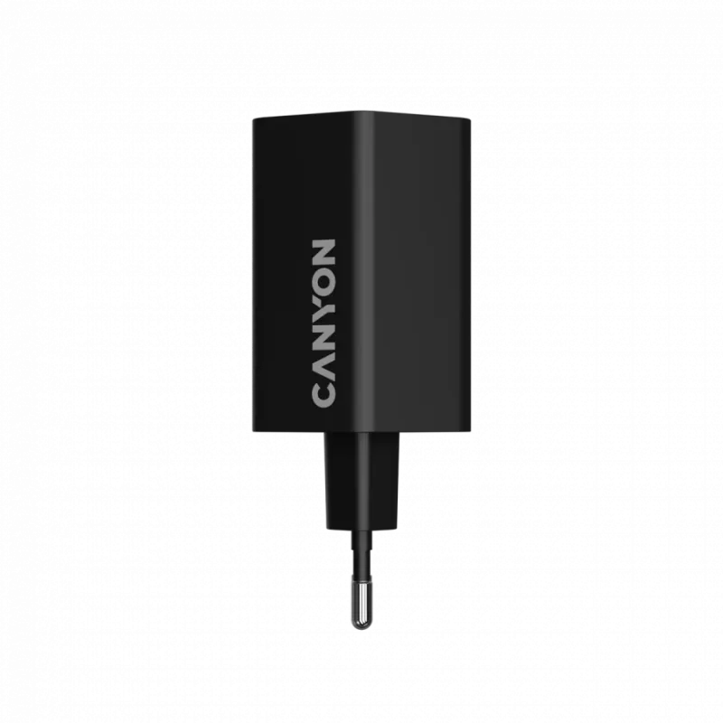 Carregador CANYON HEXAGON 65 GaN 65W 2xPD 1xQC UE preto (CND-CHAHEX65B)