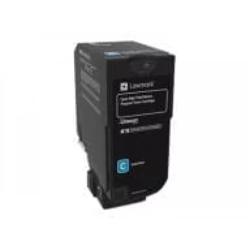 Lexmark 74C2HC0 Cartucho de toner retornável, ciano, alto rendimento, 12000 páginas