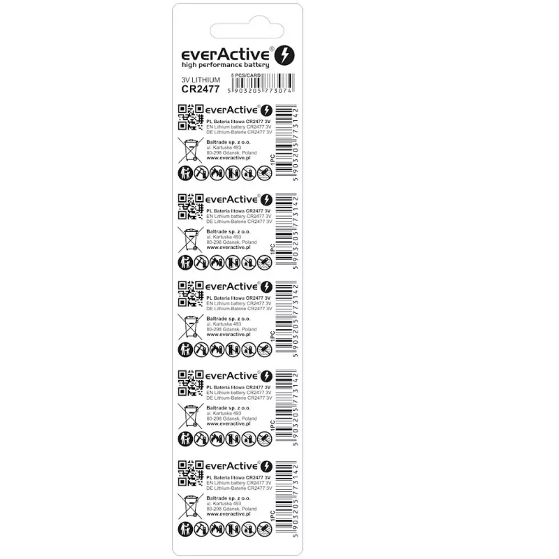 Pilha de lítio everActive CR2477 - blister 5 unid.
