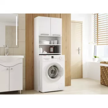 Armário de casa de banho Top e Shop PRALKA POLA BIEL — branco, de pé, 4 prateleiras, 640×300×1830 mm
