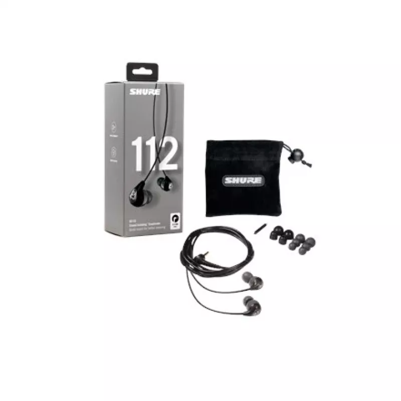 Auscultadores intra-auriculares com fios Shure SE112-GR para chamadas/música, preto, cinzento