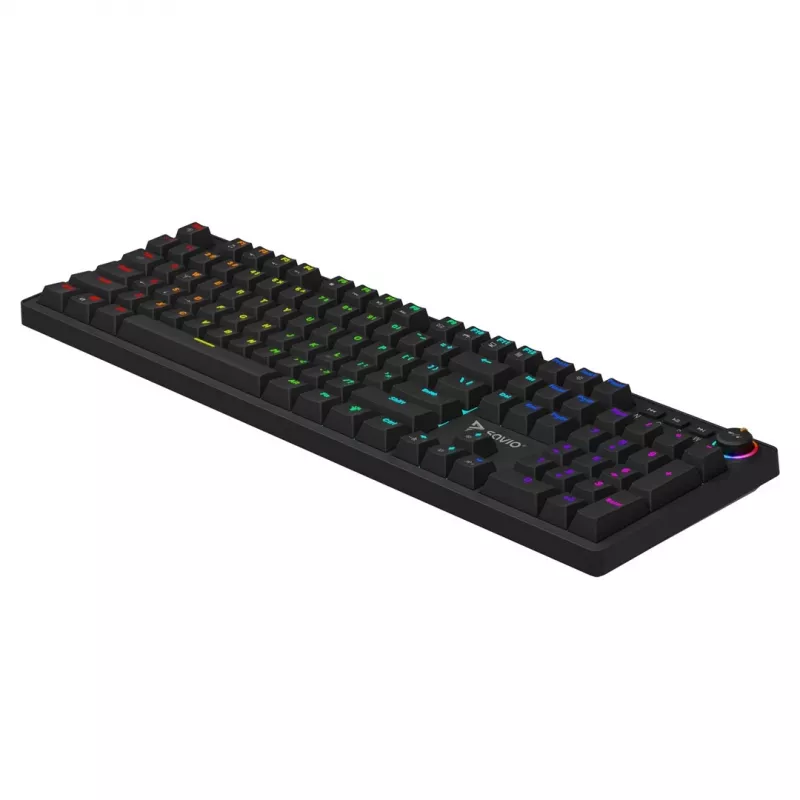 SAVIO STYX teclado mecânico gaming, Outemu Blue, Hot-Swap, RGB, USB, disposição US, tamanho completo, preto