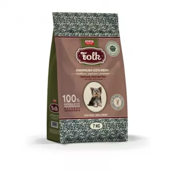 FOLK raças pequenas tradicional festim polaco de carne com coelho, borrego e codorniz - comida seca para cães - 7 kg