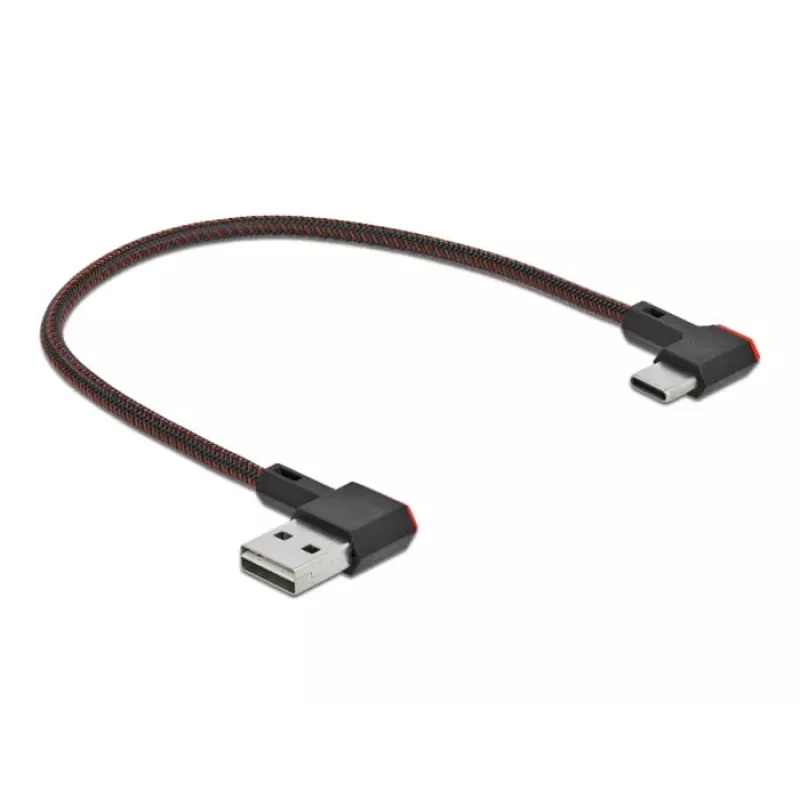 Cabo USB DeLOCK EASY-USB 2.0 ficha Type-A para ficha Type-C angular 0,2 m preto