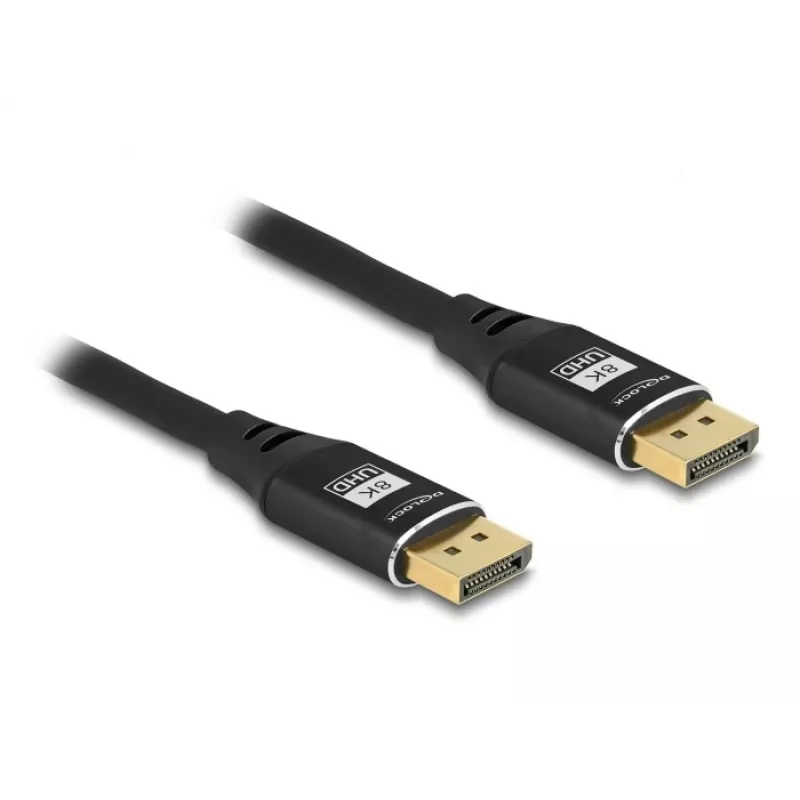 Cabo DisplayPort DeLOCK 8K 60 Hz 3 m preto metal