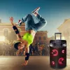 Altifalante de karaoke Bluetooth portátil MANTA SPK0803B140 140W, a pilhas, MIC/USB/microSD, FM, equalizador, rodas