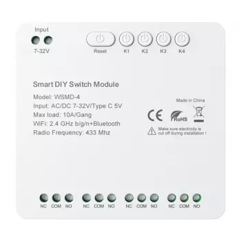 Módulo de interruptor inteligente Avatto DIY WSMD-4 32V — módulo de controlo de 4 canais 32V para projetos DIY
