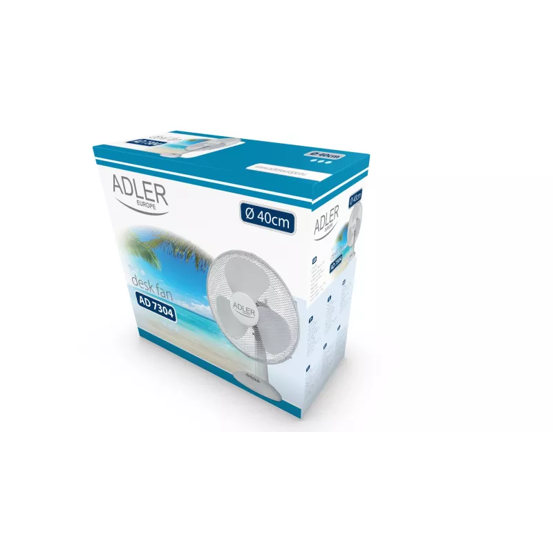 Adler | AD 7304 | Ventilador de mesa | branco | diâmetro 40 cm | número de velocidades 3 | oscilação | 45 W | Não