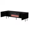 Móvel de TV Cama Meble LUCCA 180x40x59 cm, tampo e moldura pretos, aglomerado, com lareira preta incluída
