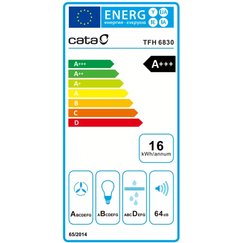 Exaustor de encastrar CATA TFH 6830 GWH 600 m³/h branco com controlo tátil