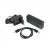 Natec Mantis 2 NHU-1557 hub USB 3.0 de 4 portas, entrada USB Type-B, interruptores ligar/desligar, adaptador de corrente, preto