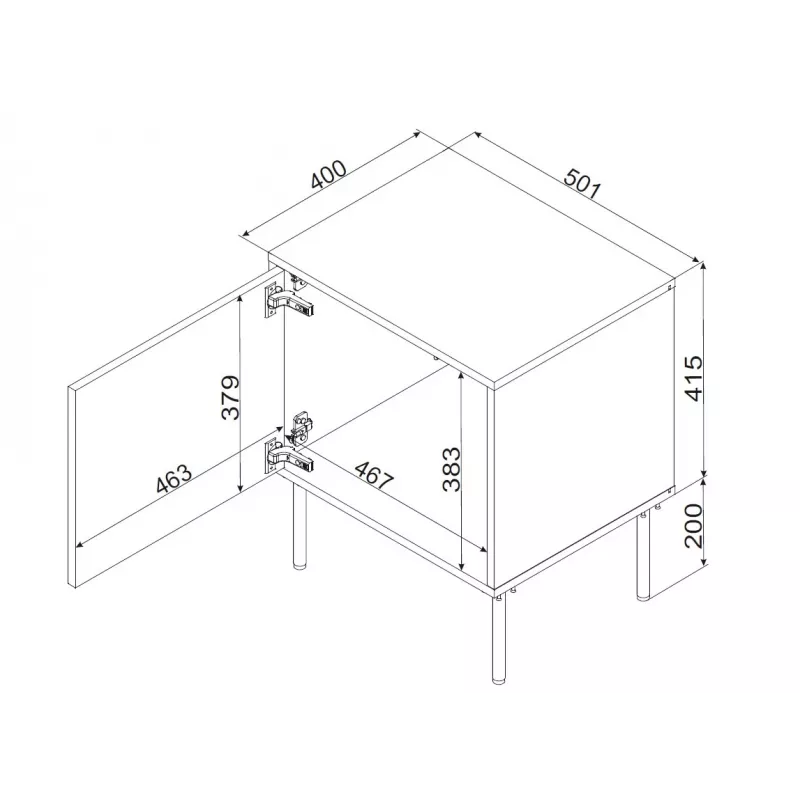 Mesa de cabeceira Cama INSERTO, 2 unid., 50x40x61.5 cm, preto + LED