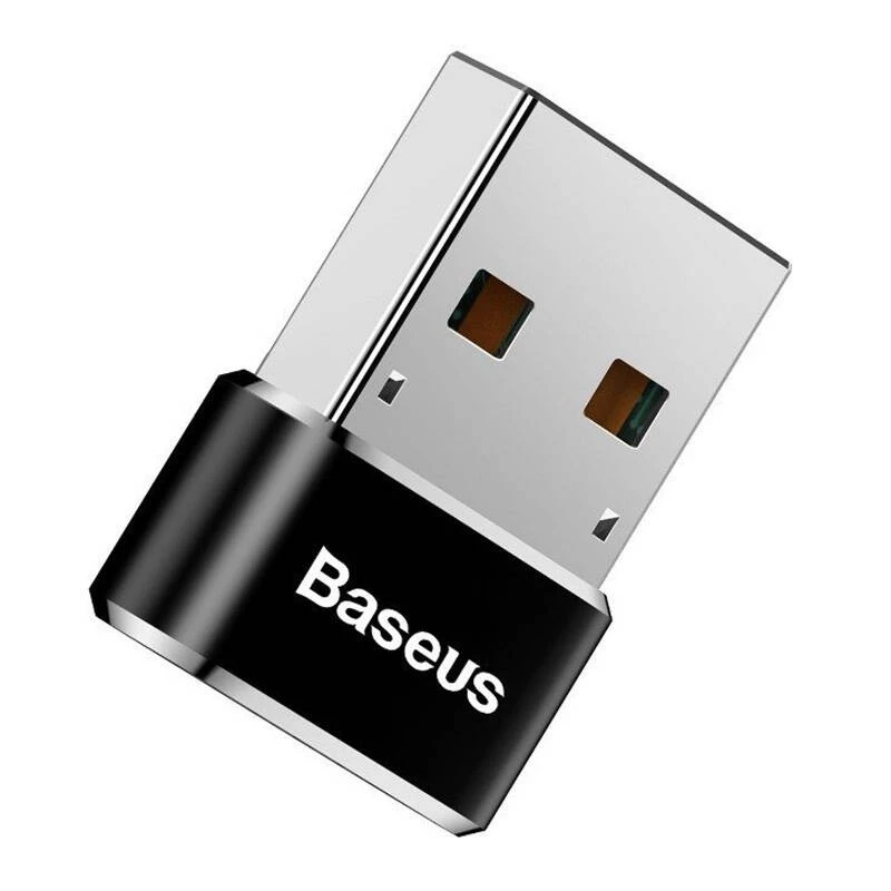 Adaptador conversor Baseus ficha USB para conector fêmea USB-C preto