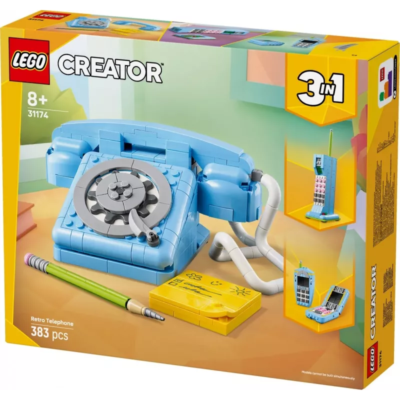 Brinquedo de construção LEGO Creator 3-in-1 31174 conjunto Telefone Retro, 383 peças, 8+ anos, 70×110×150 mm