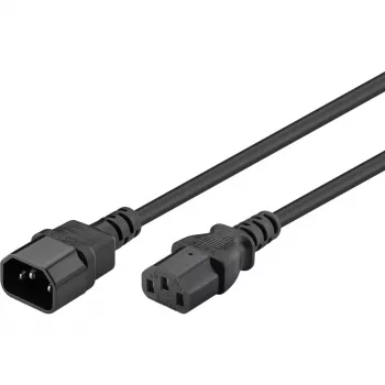 Extensão de cabo de alimentação Goobay Wentronic, 1 m, preto – ficha C14 (ligação de aparelho) > conector fêmea C13 (ligação de aparelho) (95125)