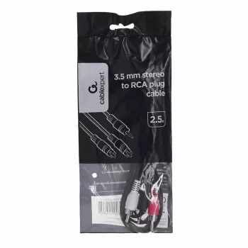 Gembird 2,5 m, 3,5 mm/2xRCA, M/M cabo de áudio preto, vermelho, branco