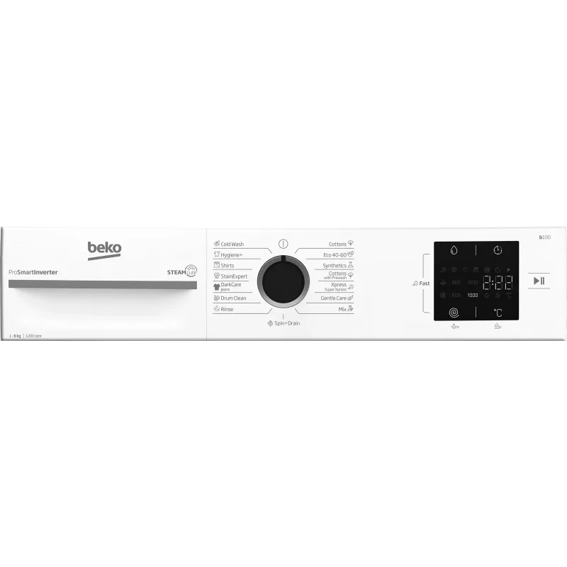 Máquina de lavar roupa BEKO BM1WFSU36233WB, 6 kg, classe energética B, 44,6 cm, 1200 rpm, motor inverter, Steam Cure