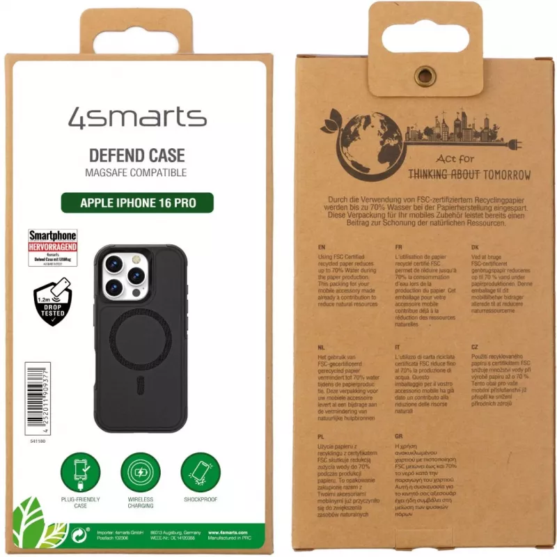 Capa 4smarts 541180 para iPhone 16 Pro 16 cm preta