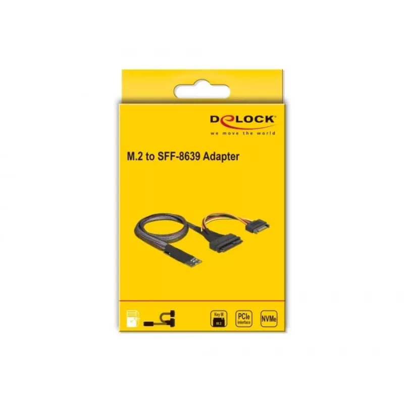 Adaptador DeLOCK M.2 Key M para U.2 SFF-8639 NVMe com cabo de 50 cm