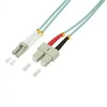 LogiLink - Cabo de rede - SC multimodo (macho) para LC multimodo (macho) - 1 m - fibra ótica - 50/125 micrómetros - OM3 - isento de halogéneos - água-marinha