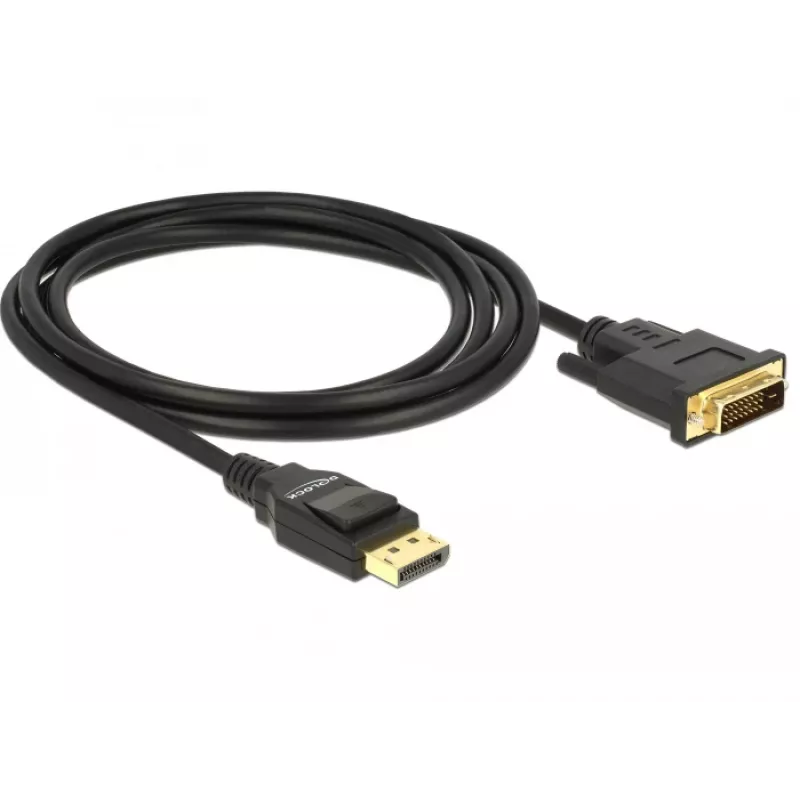 DeLOCK - cabo de vídeo - Single Link - DisplayPort (M) para DVI-D (M) - DisplayPort 1.2a - 2,0m - passivo - preto (85313)