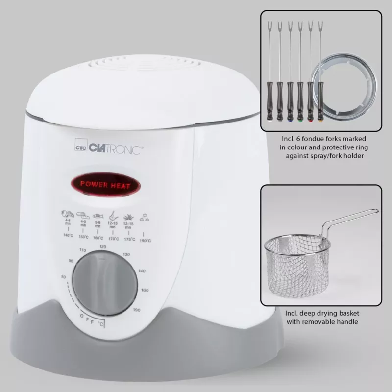 Fritadeira Clatronic FFR 2916 Single 1 L de bancada 900 W cinzenta, branca