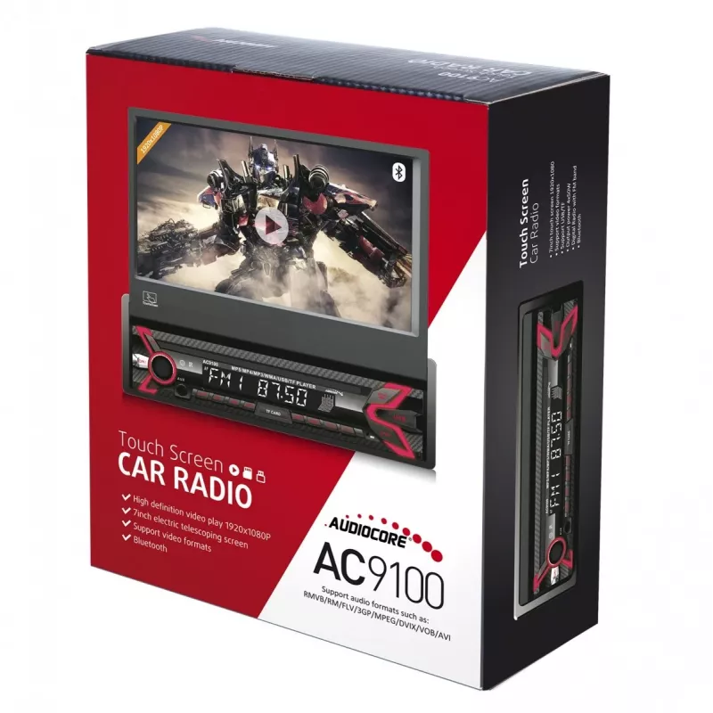 Audiocore AC9100 rádio auto digital preto, vermelho