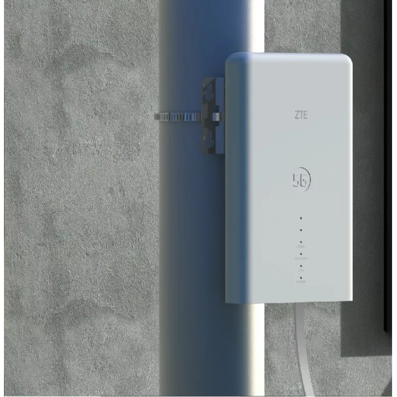 Kit de router Wi‑Fi ZTE MC889 com unidade exterior 5G LTE-A, Wi‑Fi 6, dupla banda 2,4/5 GHz, 160 MHz, 5 portas Gigabit, PoE, IP65 para uso exterior