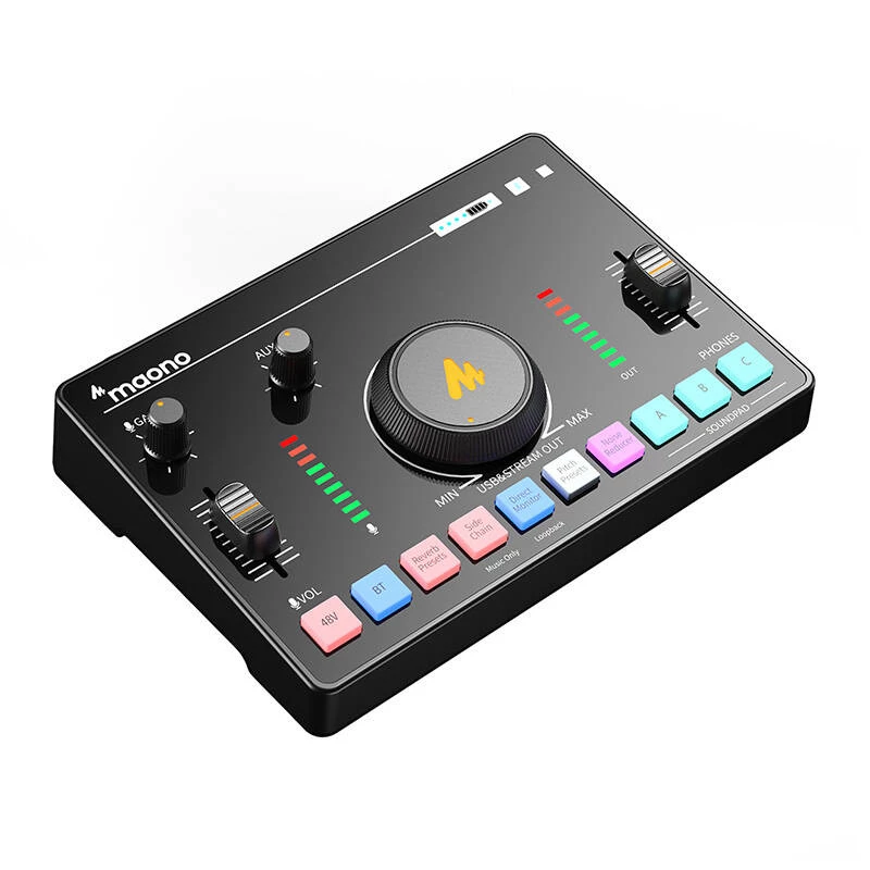 Mesa de mistura de áudio MAONO AMC2 Neo, mesa de mistura USB de 2 canais com porta USB