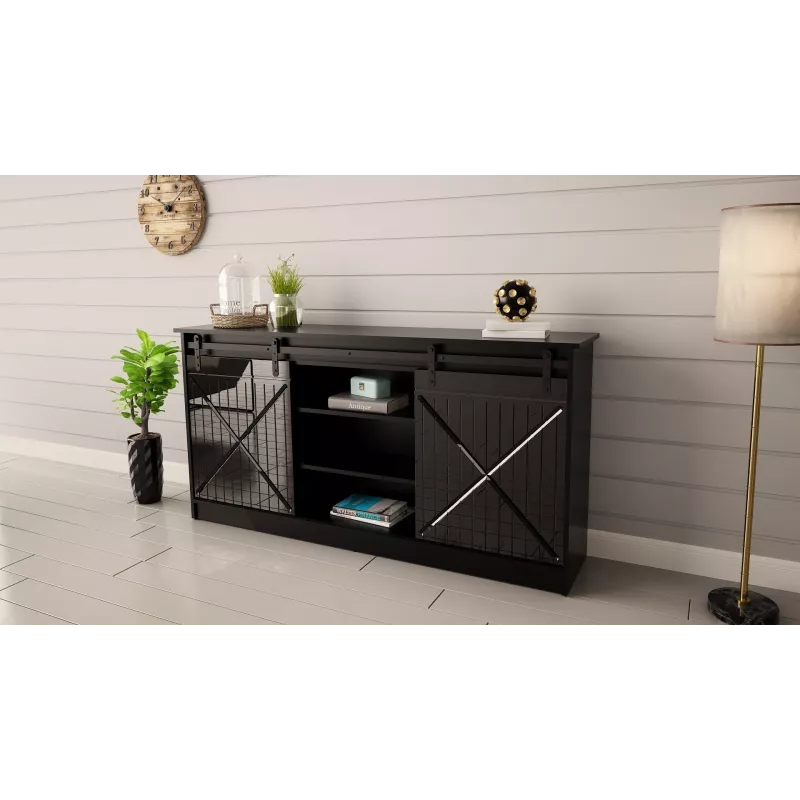 Cómoda 160x80x35 GRANERO preto/preto brilhante